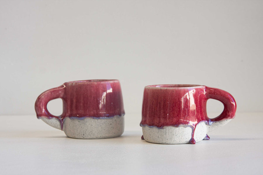 handmade ceramic deep pink mug