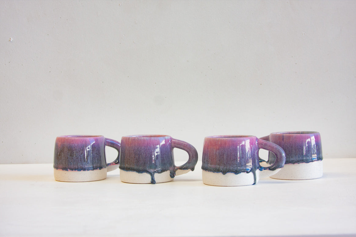 handmade ceramic pink and dark blue mug 
