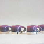 handmade ceramic pink and dark blue mug 