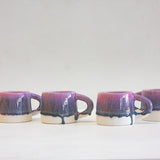 handmade ceramic pink and dark blue mug 