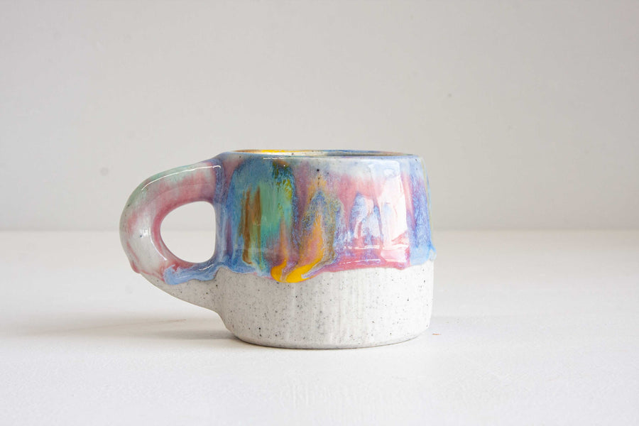 Handmade Ceramic Handled Chunky Mug - Rainbow