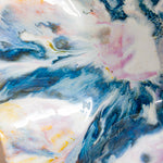 handmade ceramic wavy shaped purple, yellow, peach, blue and white bowl platter