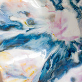 handmade ceramic wavy shaped purple, yellow, peach, blue and white bowl platter