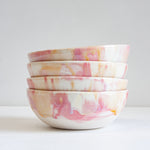 handmade ceramic pink, peach and white pasta bowl