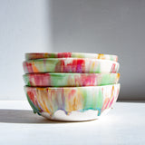 handmade ceramic multicoloured glaze pasta bowls