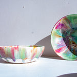 handmade ceramic multicoloured glaze pasta bowls