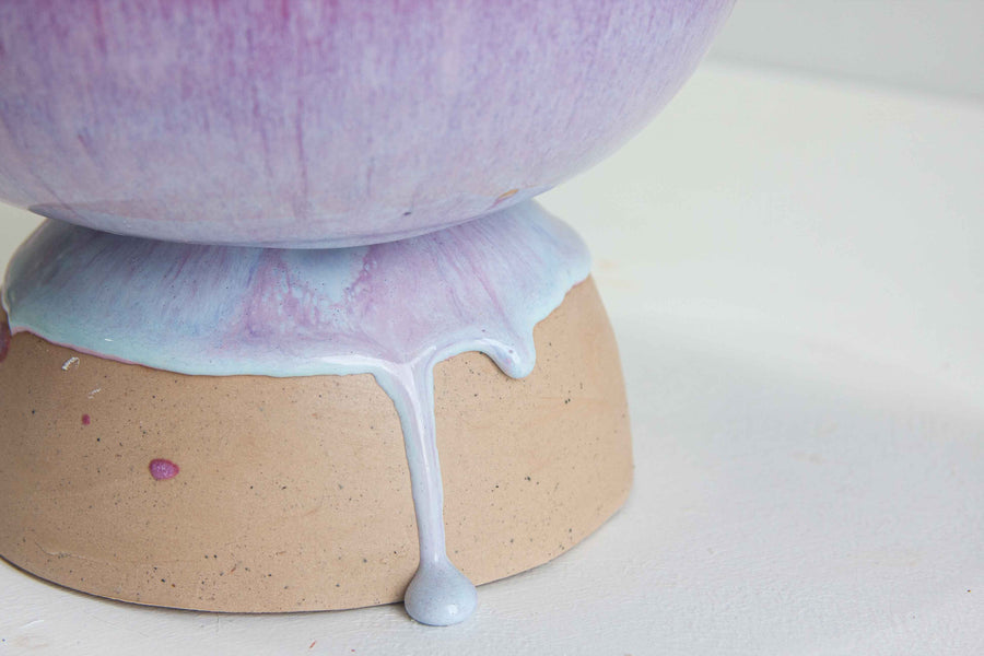 Seconds Sale Handmade Ceramic Pedestal Planter - Lilac