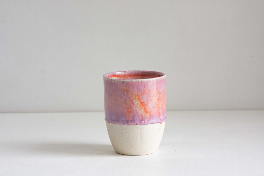 handmade ceramic large purple and orange cup
