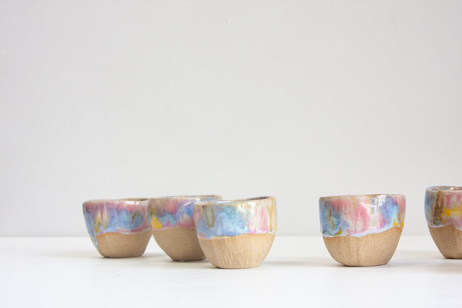 Handmade Ceramic Pinch Cup - Rainbow