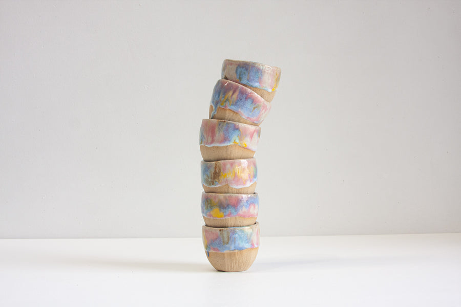 handmade ceramic rainbow pinch cup