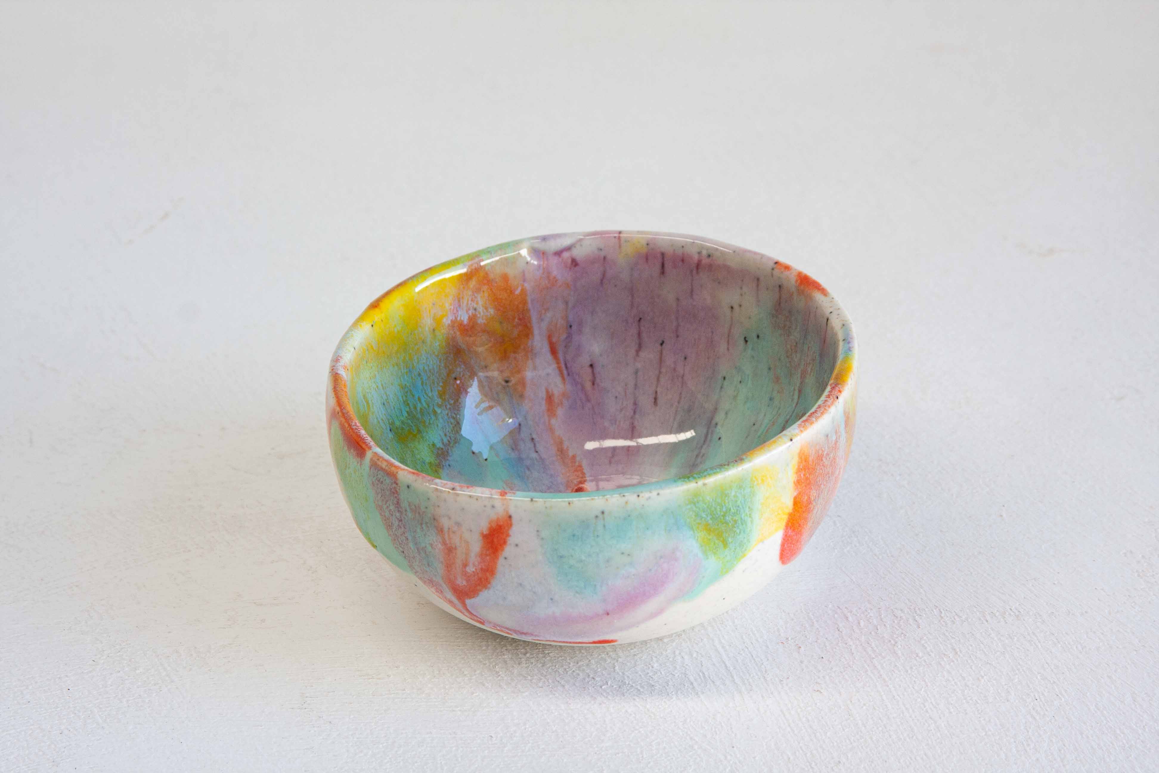 handmade ceramic multicoloured small bowl