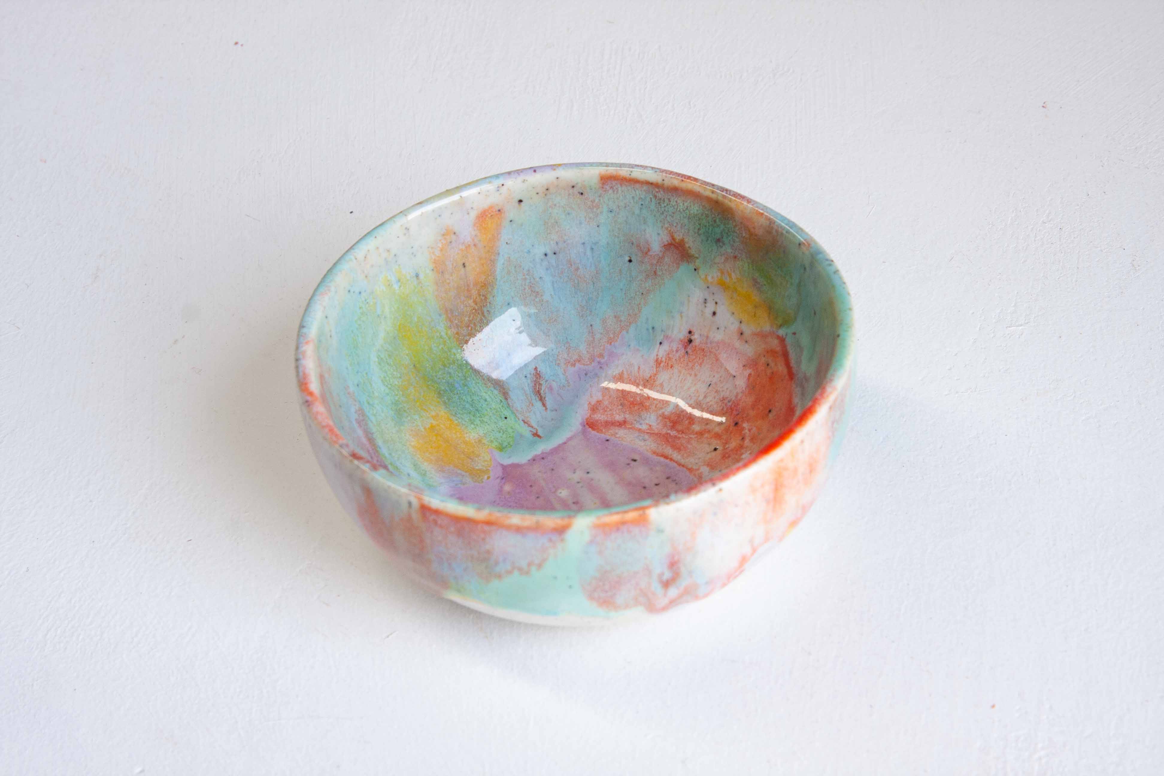 handmade ceramic multicoloured small bowl