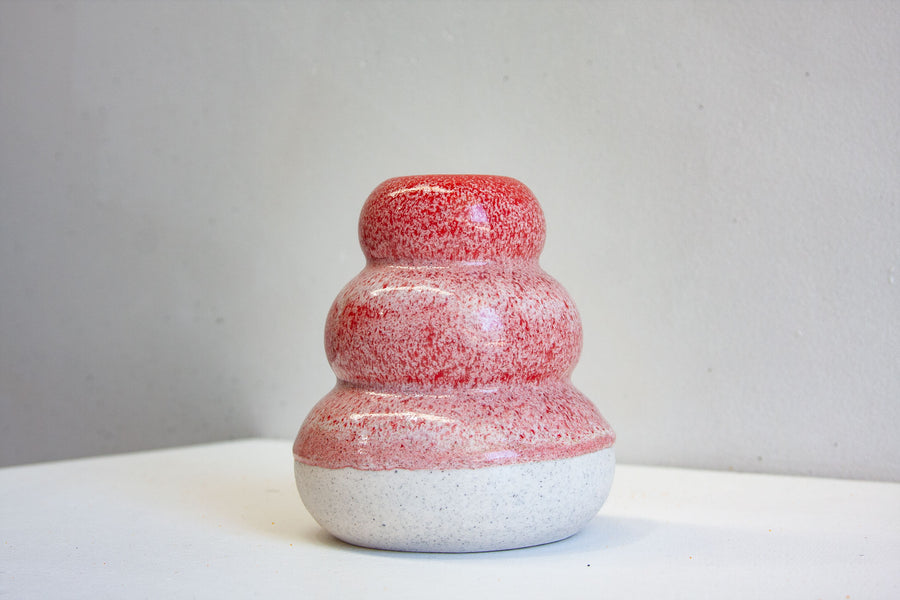 Handmade Ceramic Small Smoosh Vase - Red