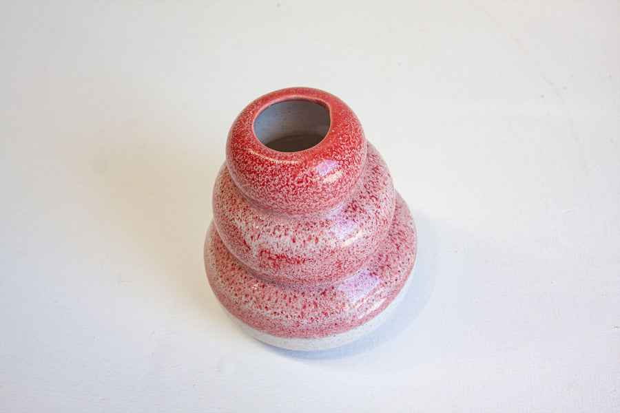 Handmade Ceramic Small Smoosh Vase - Red