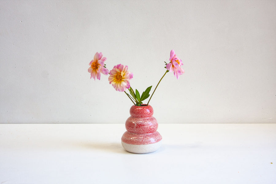 handmade ceramic small sculptural red vase