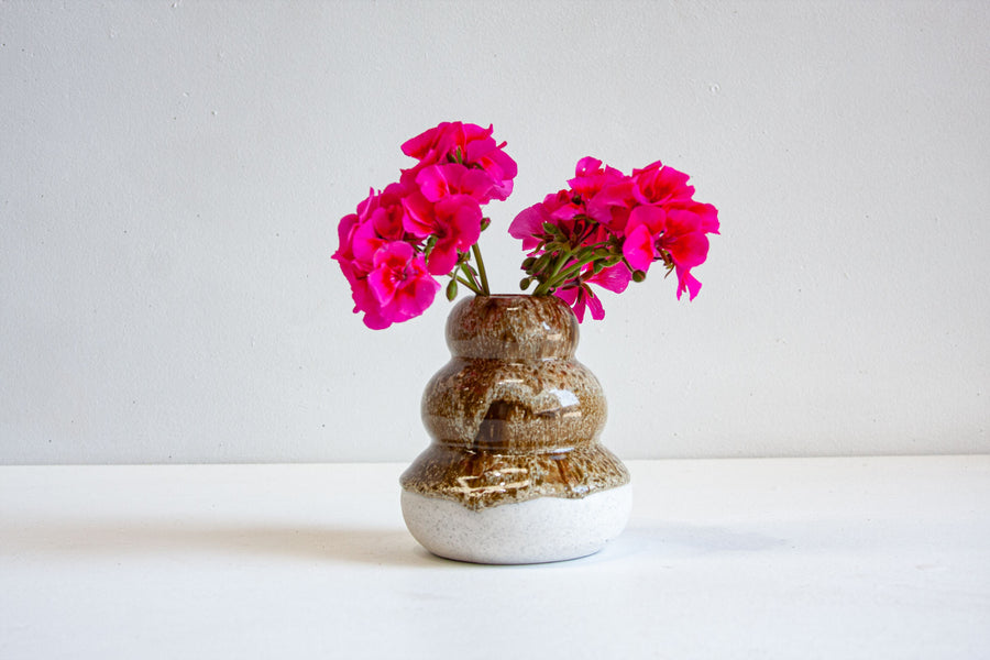 Handmade Ceramic Small Smoosh Vase - Amber
