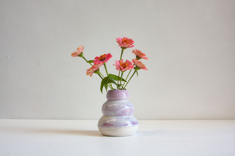 handmade ceramic small sculptural purple vase