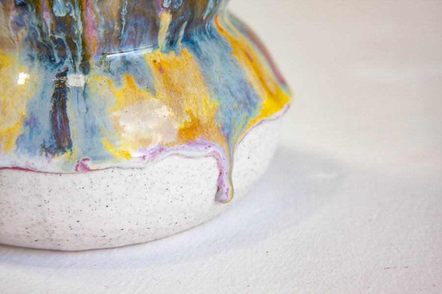 Handmade Ceramic Small Smoosh Vase - Rainbow Paddlepop