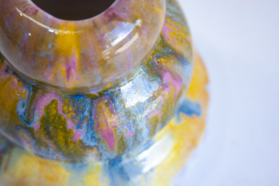 Handmade Ceramic Small Smoosh Vase - Rainbow Paddlepop