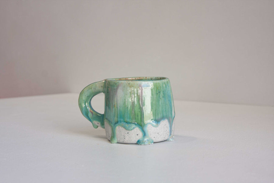 Seconds Sale Handmade Ceramic Mug - Green & Purple