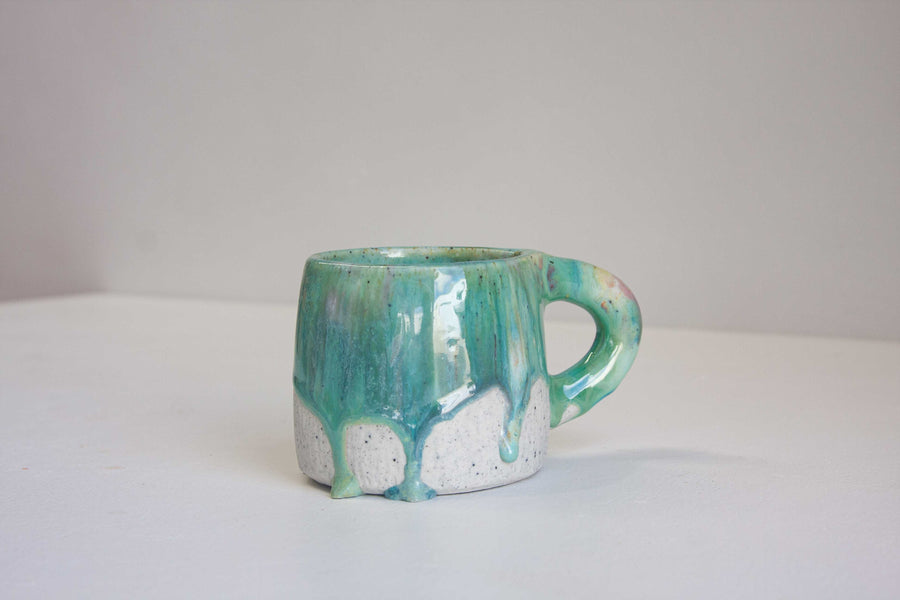 Seconds Sale Handmade Ceramic Mug - Green & Purple