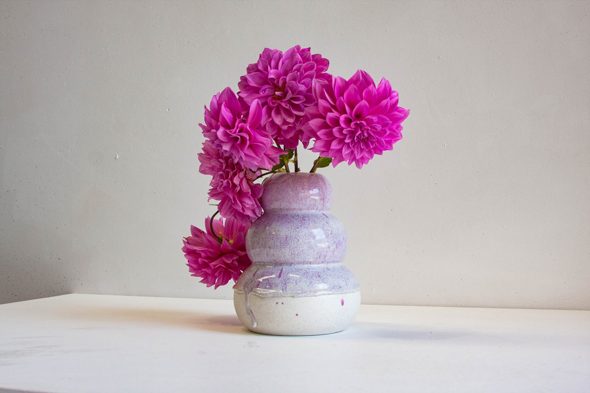 Handmade ceramic large purple sculptural vase