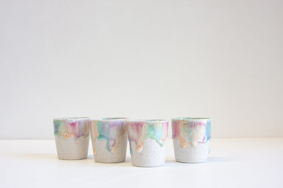 handmade ceramic pastel coloured espresso cup