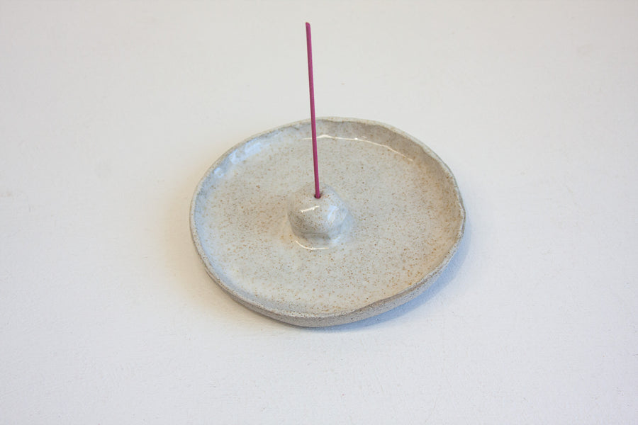 Seconds Sale Handmade Incense Holder - Speckled White