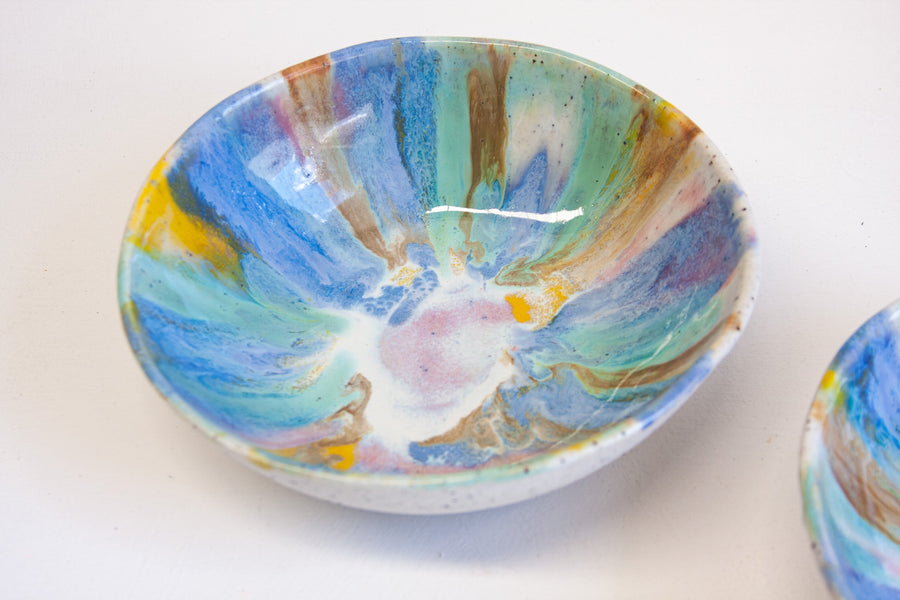 Handmade Ceramic Pasta Bowl - Rainbow