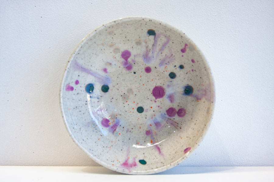 Seconds Sale Handmade Pasta Bowl - Splatter Purple & Green