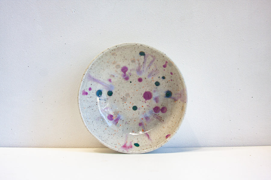 Seconds Sale Handmade Pasta Bowl - Splatter Purple & Green