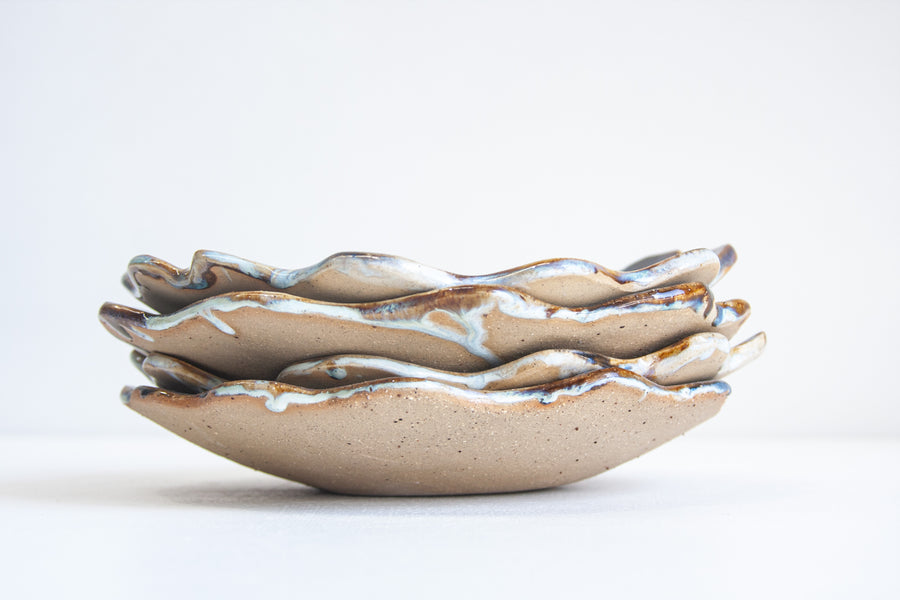 handmade ceramic bowl glazed in blues