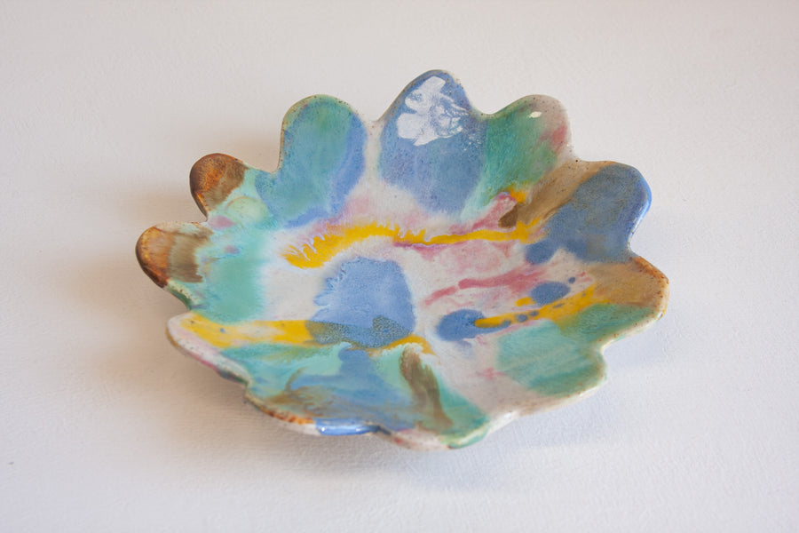 Handmade Ceramic Petal Bowl - Rainbow