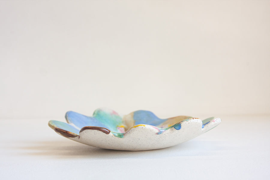 Handmade Ceramic Petal Bowl - Rainbow