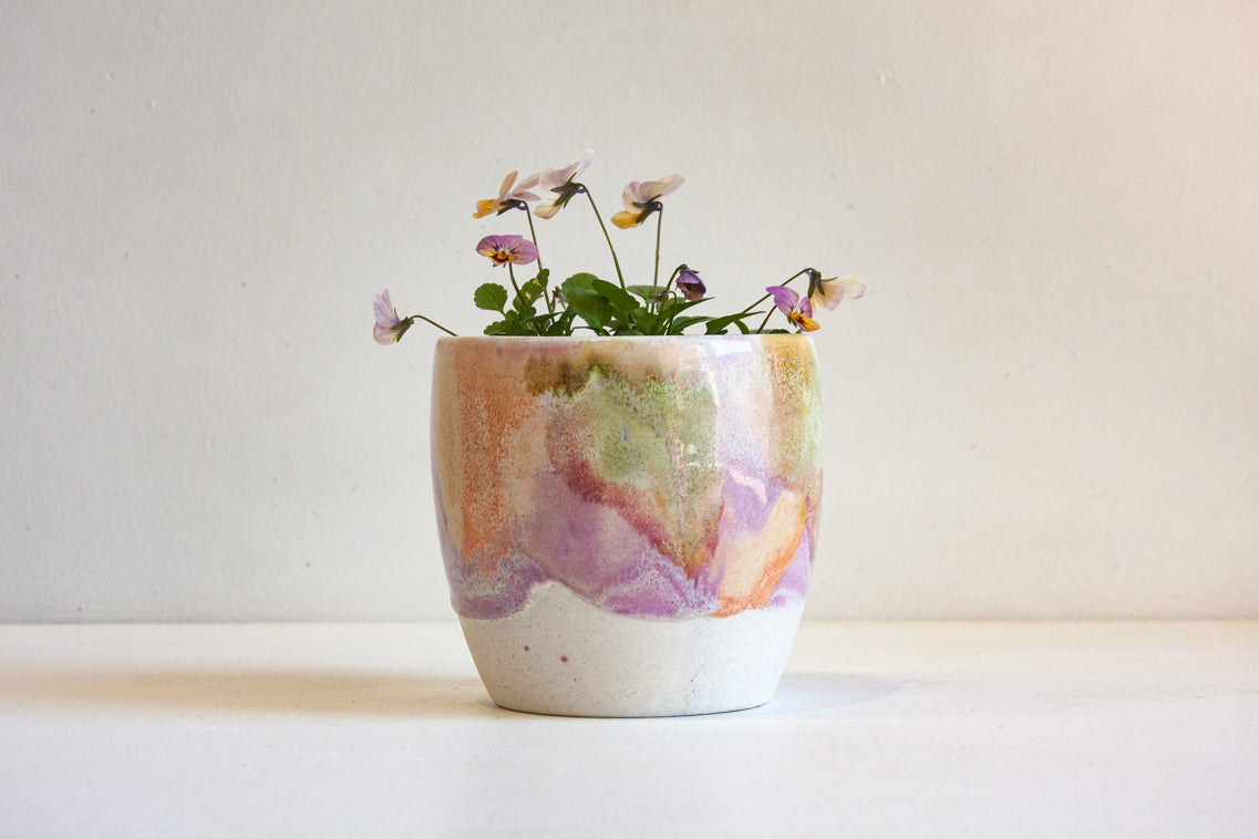 handmade ceramic soft pastels toned planter