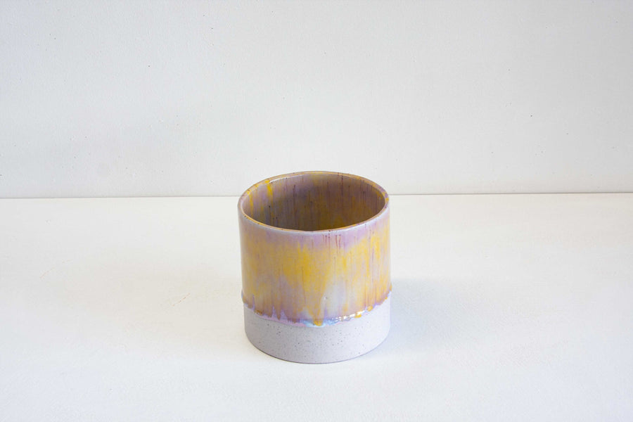 Handmade Ceramic Planter - Purple & Yellow