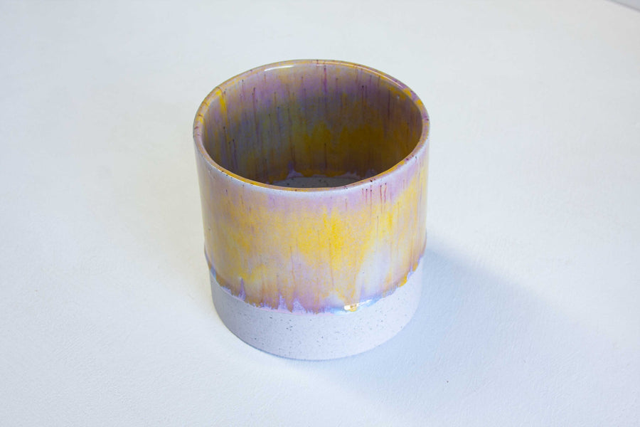 Handmade Ceramic Planter - Purple & Yellow