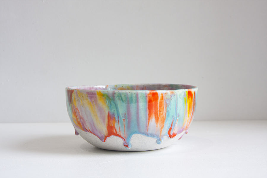 handmade ceramic multicoloured serving bowl