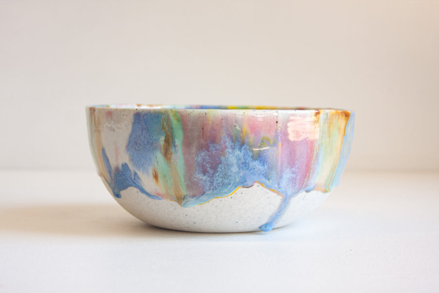 Handmade Ceramic Serving Bowl - Rainbow