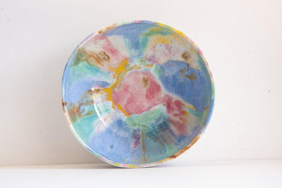 Handmade Ceramic Serving Bowl - Rainbow