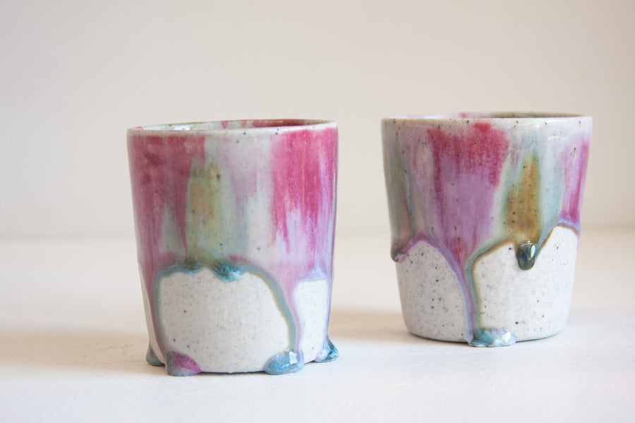 Seconds Sale Handmade Ceramic Tumbler Cup - Purple & Blue