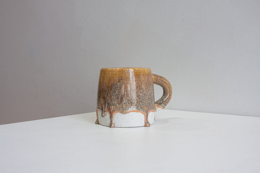 Handmade Ceramic Large Mug - Amber & Peach