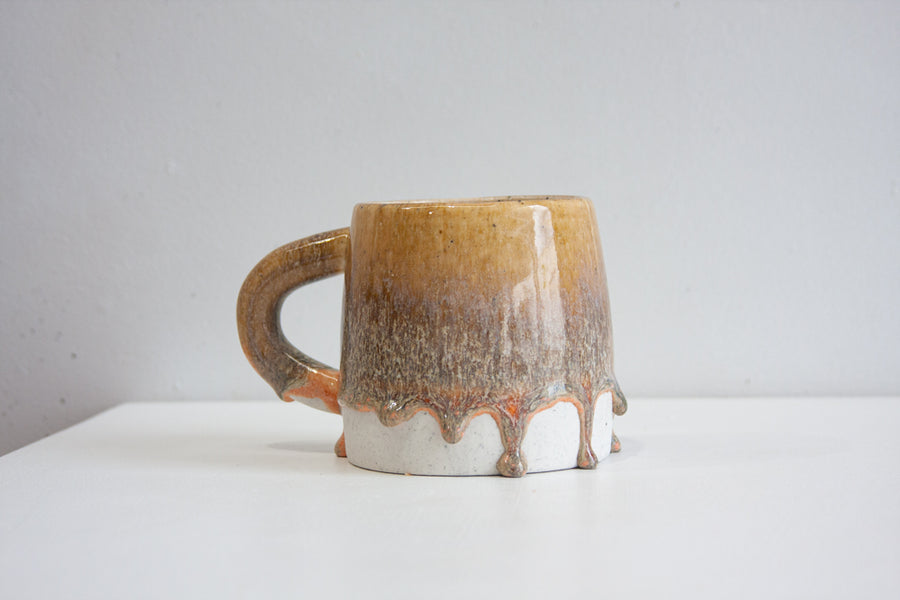 Handmade Ceramic Large Mug - Amber & Peach