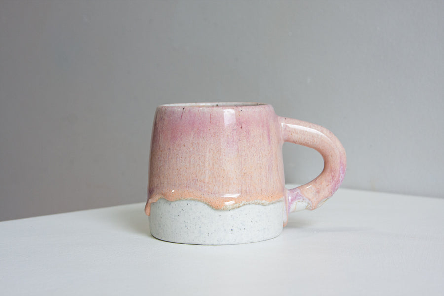 Handmade Ceramic Large Mug - Peach & Purple