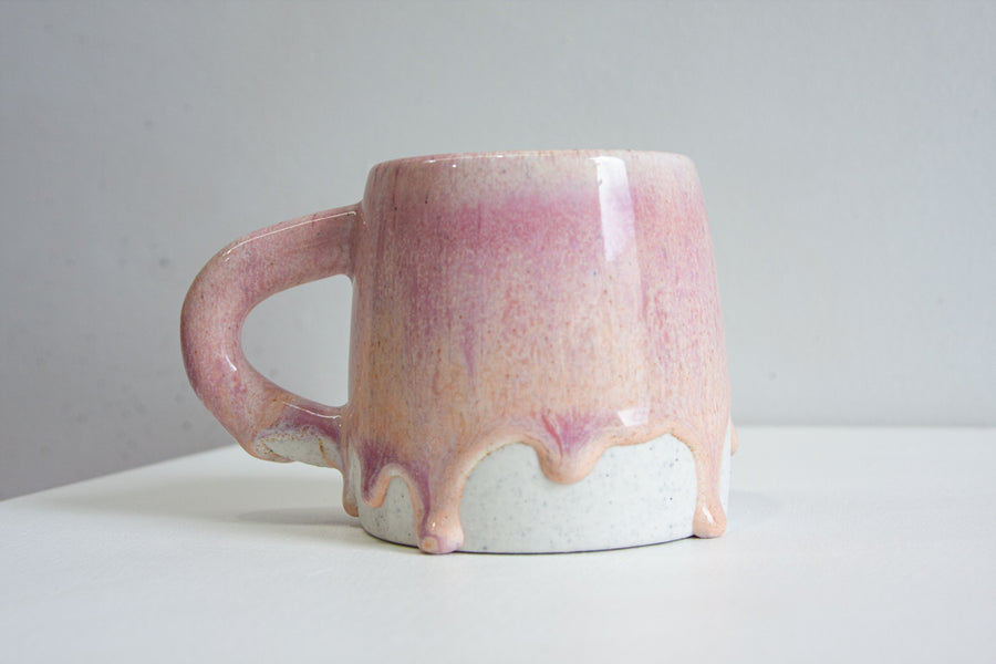 Handmade Ceramic Large Mug - Peach & Purple