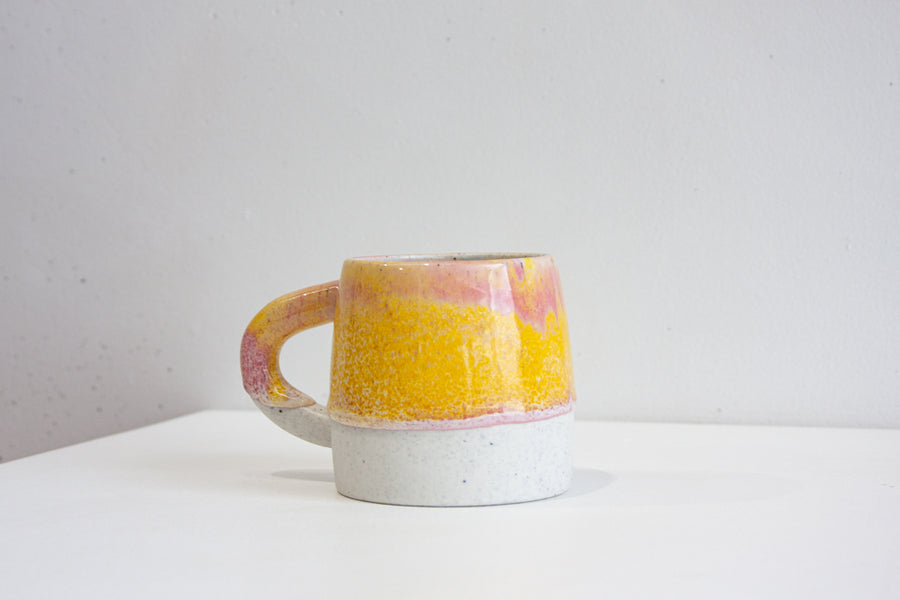 handmade ceramic pink and yellow large mug