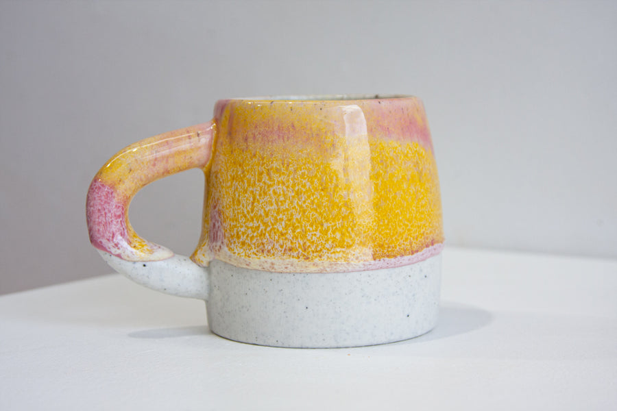 Handmade Ceramic Large Mug - Pink & Yellow