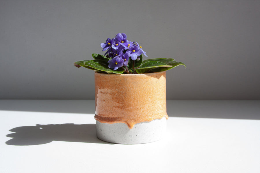 handmade ceramic peach coloured planter