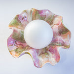 birdseye view of handmade ceramic table lamp with bulb