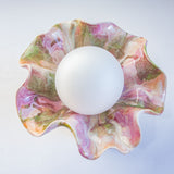 birdseye view of handmade ceramic table lamp with bulb